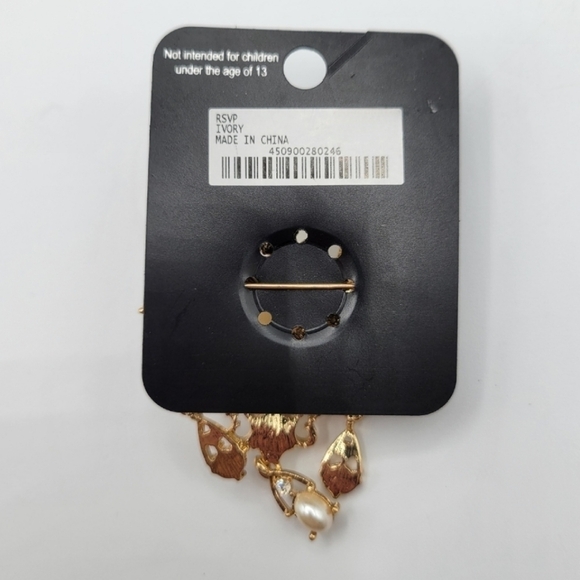 Charming Charlies RSVP Gold Ivory Pearl Brooch - Picture 4 of 5